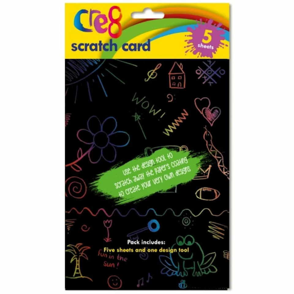 MARTELLO UK Tarjeta rasca y gana A5 - Kit de arte colores arco iris niños plantilla 5 hojas tarjetas