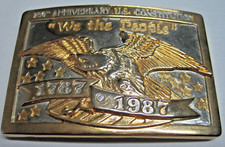 U.S. Constitution Gold Eagle Belt Buckle 200th Anniversary 1787 1987