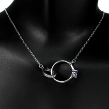 925 Sterling Silver Necklace Natual Round Tanzanite 4mm Gemstone Jewelry 19 Inch