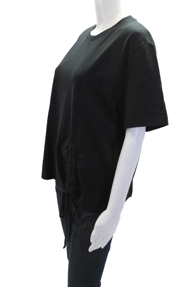 Camisa corbata acanalada cuello redondo manga corta French Connection para mujer azul marino talla grande Foto 2 de 4