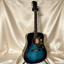 Blue Burst Acoustic Electric Guitar Hummingbird Bubble Texture Back Side W/BIG