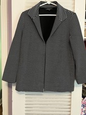 L LAFAYETTE 148 NY Black White Textural Stripe Career Business Designer BLAZER