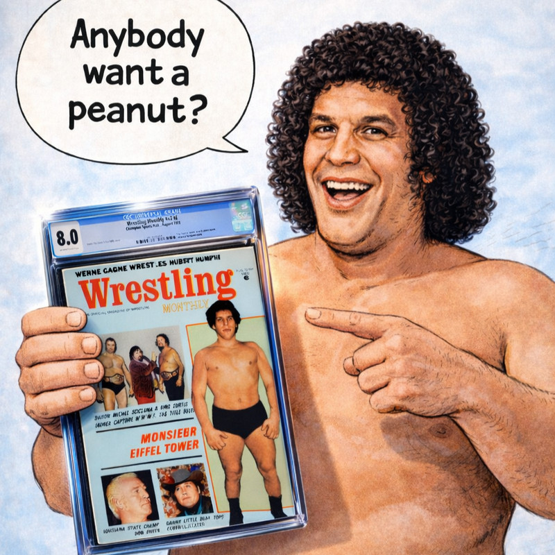 Andre the Giant 1st Cover Appearance- 1972 Wrestling Monthly #8 CGC Graded 8.0