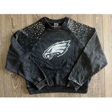 Philadelphia Eagles NFL Gameday Couture Sweatshirt Charcoal Small Bling Cropped