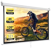 Pantalla De Proyector Retractil 120 Pulgadas HD Electrica 4K Para Proyectores US
