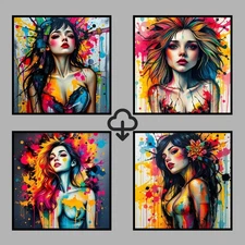 Set 4 Realistic Digital Wall Art Print Modern Home Decor Printable Instant #114