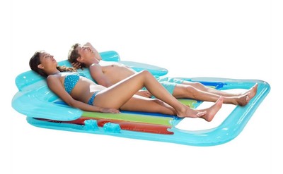 4E s Heavy Duty 2 Person Pool Float Lounger for Adults - New