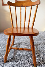 Vintage Honey-tone Farmhouse Slat Spindle Back Dining Chair