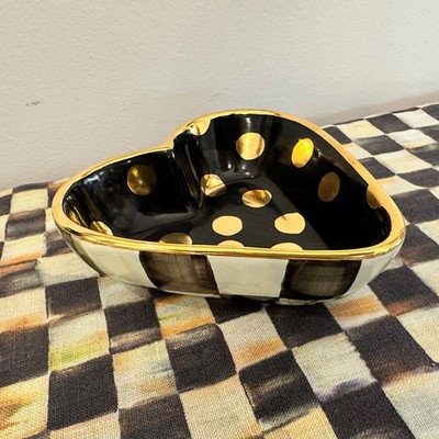 MacKenzie-Childs Courtly Check / Polka Dot Heart Dish Small Bowl