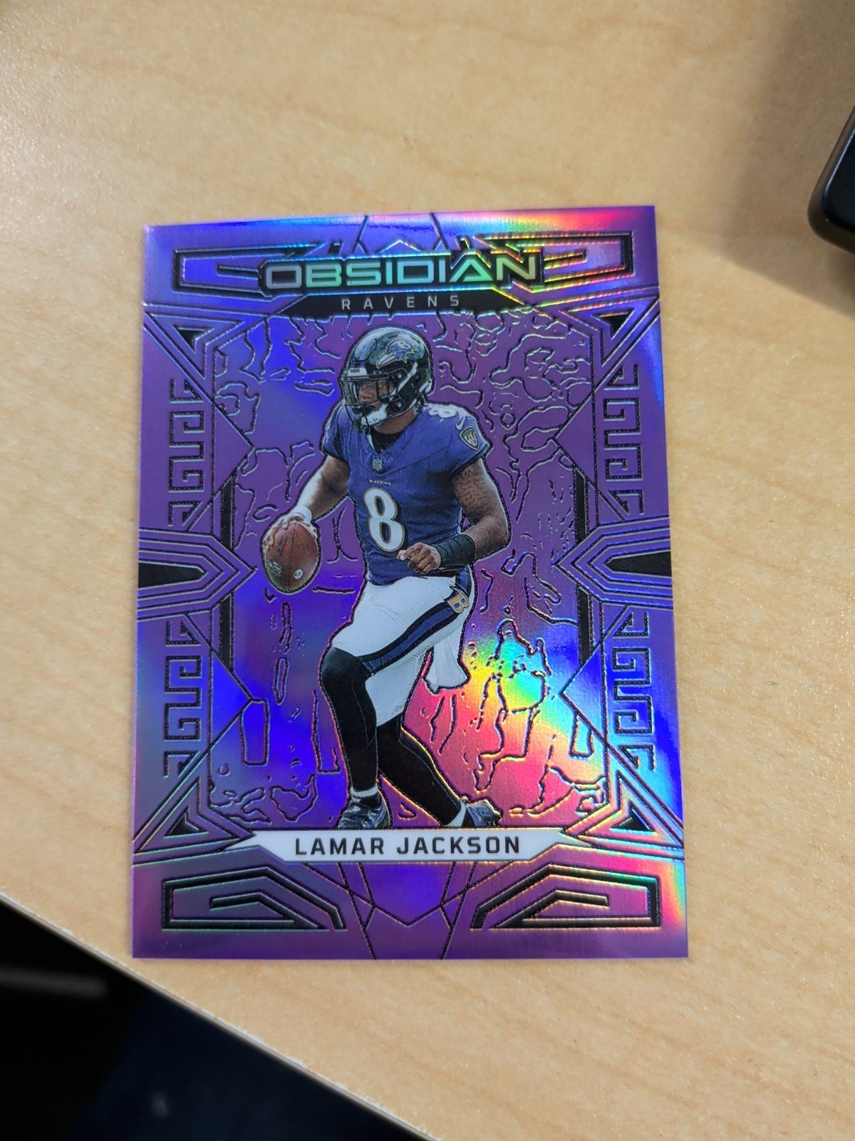 2023 Panini Obsidian Purple Flood Electric Etch Lamar Jackson /13 SSP Ravens ZR