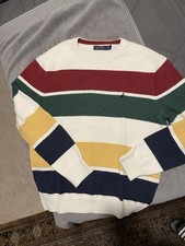 Nautica Men's Striped Knit Cotton Pullover Sweater Crew Neck Multicolor Size L