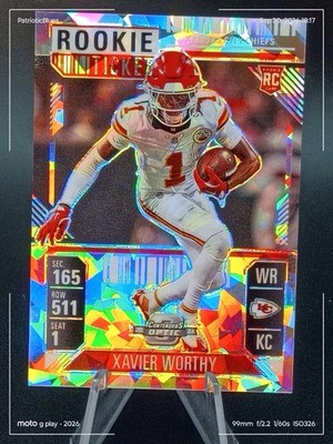 2024 Contenders Optic Xavier Worthy #100 Cracked Ice 1/22 Chiefs Jersey # Match
