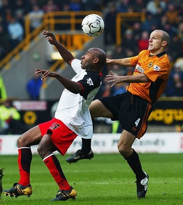 Alex Rae of Wolves tackles Barry Hayles of Fulham at the FA Barcla- Old Photo