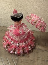 Safety Pin Doll Beads and Baubles Parasol Lady Pink Vintage 4.5  