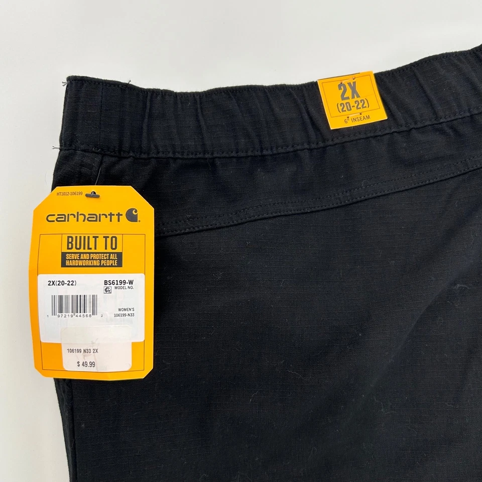 Carhartt Force Work Shorts Women's 2X Black Ripstop Relaxed Fit 6 Inseam NWT - Image 3 of 4