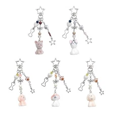 Fashionable Korean Style Flocking Dog Phone Charm Keychain Pendant for Couples