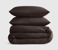 NWOT Quince King Cal King Duvet Cover Set 2 Shams Organic Cotto Percale Espresso