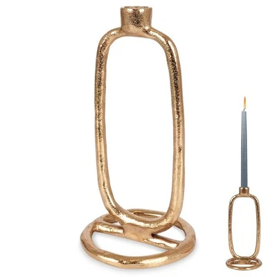 Bougeoir en aluminium doré 24 cm - Photo 1/4