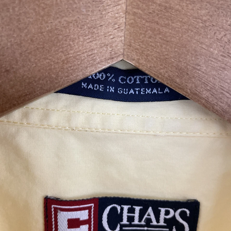 VTG Chaps Ralph Lauren Shirt Mens XL Yellow Short Sleeve Button Down Cotton * - Image 4 of 4