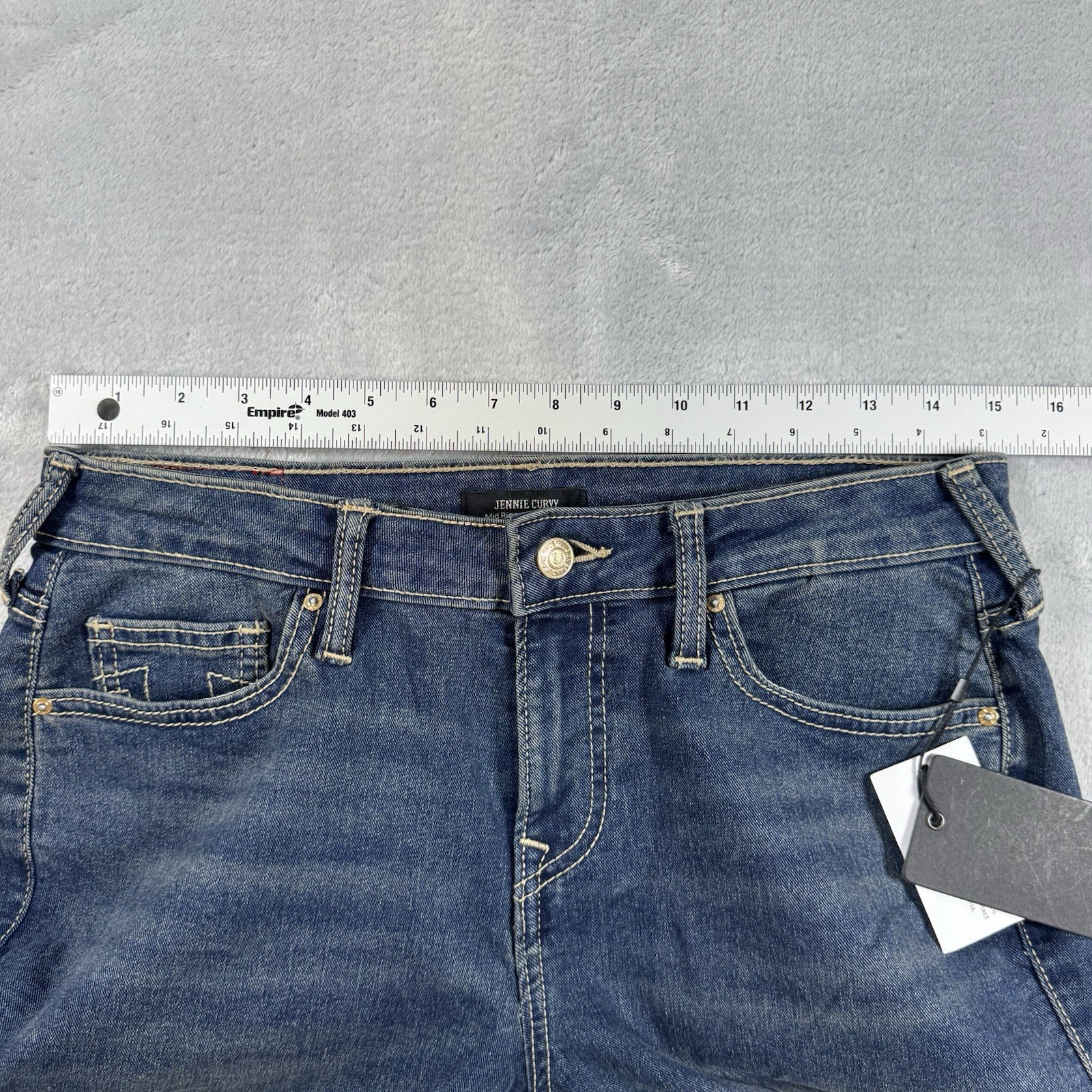 NWT $179 True Religion Jennie Curvy Crystal SN Mid Rise Super Skinny 29 Med Wash thumbnail 8