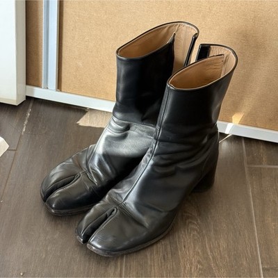 Maison Margiela Tabi Split Toe Black Leather Women s Ankle Boots Lace Up EU 41