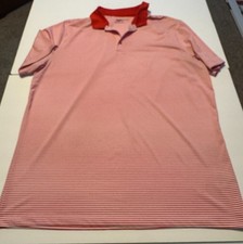 Nike Golf Dri Fit Polo Shirt Mens XL Red White Striped Standard Fit Performance
