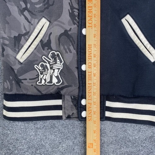 AAPE By A Bathing Ape Jacket Mens Medium Black Camo Varsity Letterman Bomber image 15