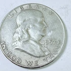 1957 D US Franklin 90% Silver Half Dollar Circulated Coin #6514