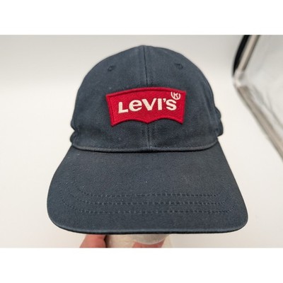 Levis Baseball Cap Navy Blue Red Logo Patch Adjustable Cotton Hat UN