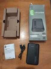 Cellularline Power Bank 10000 10,000mAh USB A 12W USB C 10.5W USB-C Cable Lights