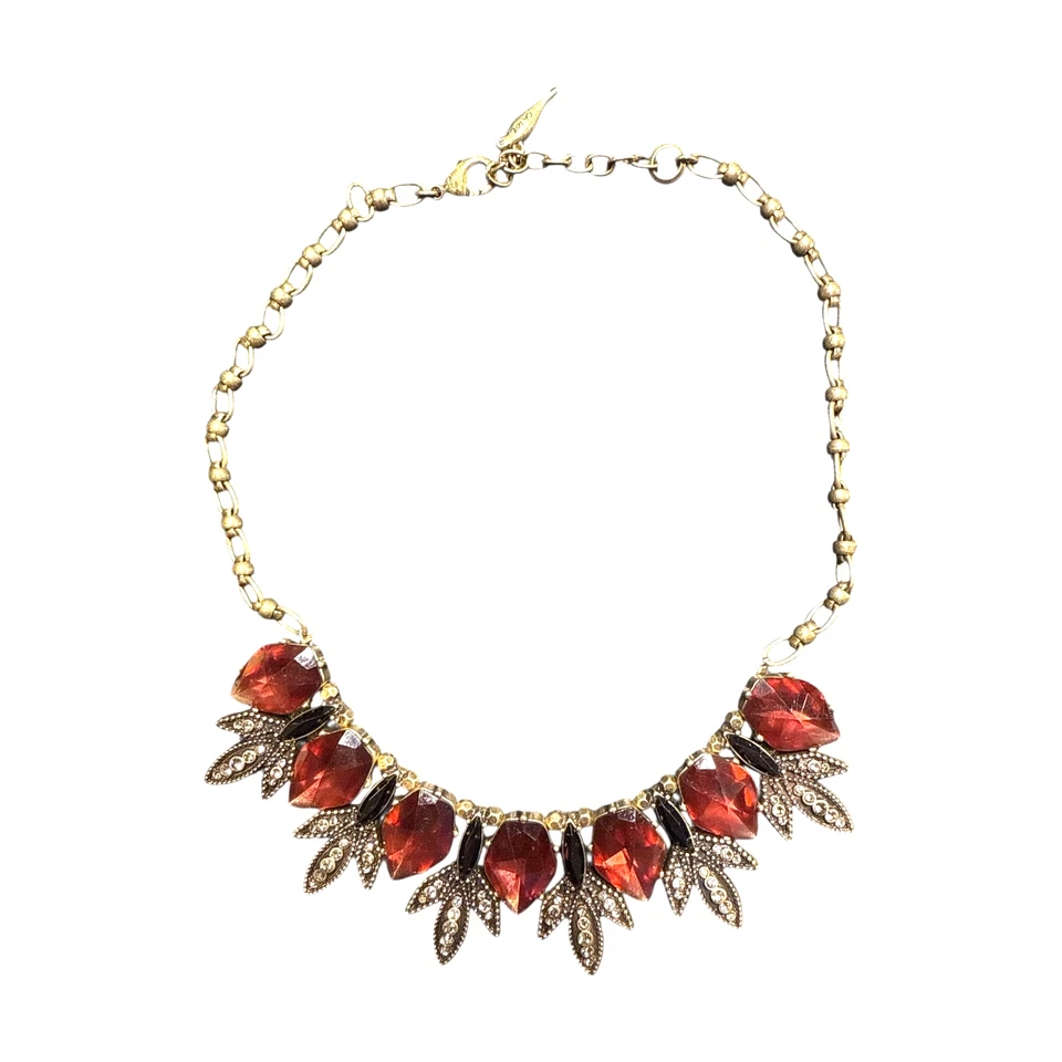 Collar antiguo CHLOE ISABEL dorado rojo y negro cristal CI479 Foto 2 de 4