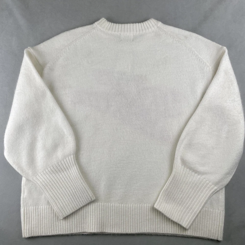 H&M Sweater Womens M White Red 'Tis the Season Graphic Holiday Wool Crew Knit - Image 4 of 4