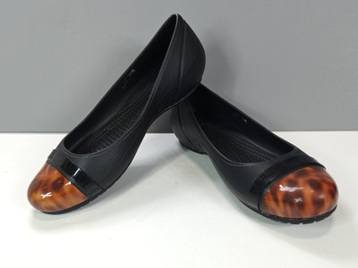 Crocs Ballet Flats Cap Toe Tortoise Brown Slip On Comfort 15507 Womens Size 8