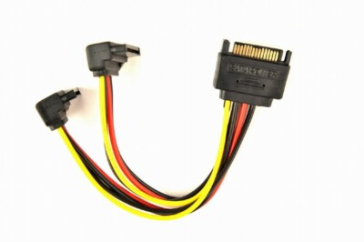 SATA Power Splitter Adapter Cable Converter 15cm SATA To 2x SATA Angled Storage