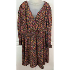 Black Tape Smocked Waist Fit & Flare Dress Surplice Neckline Size 3X NWOT