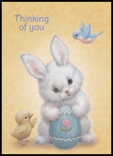 Greeting Card - Bird Chick Rabbit - Bill D. Morehead - Easter - 0524