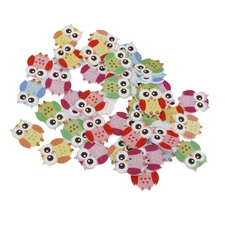100/50pcs Mixed Colored Drawing Wooden Buttons for Sewing Scrapbooking DIY Craft