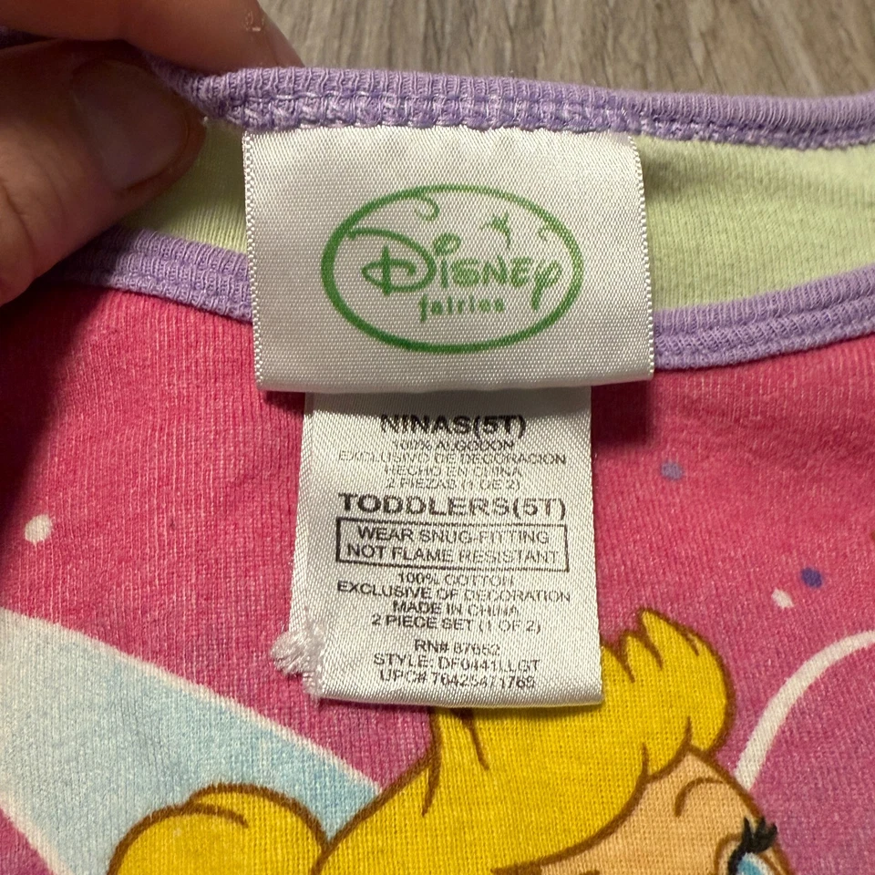 Винтажный Disney феи Динь-Динь пижама 2 изделия комплект размер 5T ребенка ясельного возраста AOP РЕДКАЯ - Изображение 2 из 4