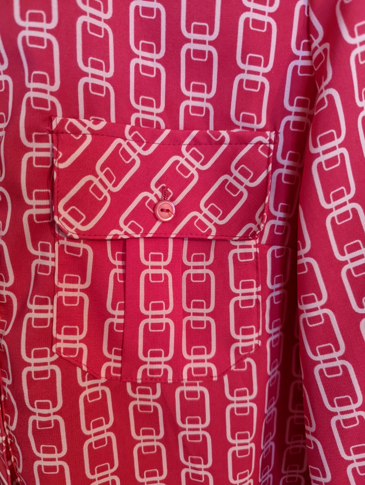 Notations Bright Pink Chain Link Button-Down Blou… - image 6