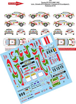 DECALS 1/43 REF 0114 TOYOTA CELICA RALLYE MONTE CARLO 1997 WRC RALLY