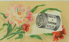 1870's Brainerd & Armstrong Spool Silk Carnations Flowers P80