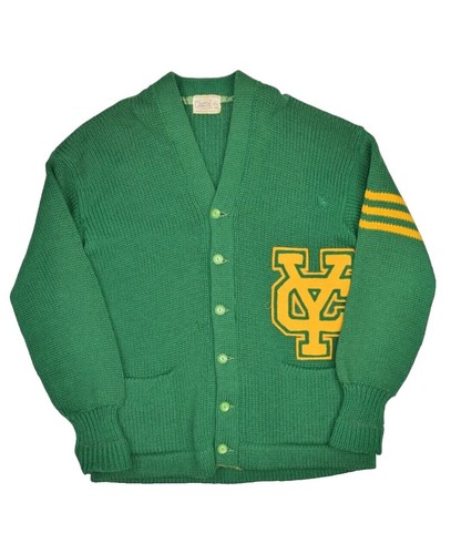 60s Mohair Knit Argyle Green Blue M 60'S PURITAN Mohair Cardigan