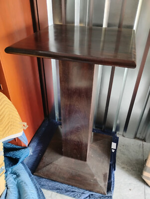 Large  Modern Walnut  Pedestal Stand 50'' Tall  Excellent & Heavy