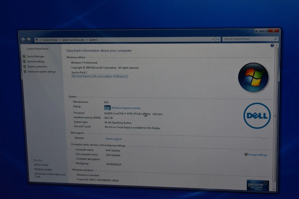 Dell Optiplex 9020 SFF Quad Core i7-4770 3.6GHz 16GB 500GB Windows 7 Pro 64-bit - Image 3 of 4