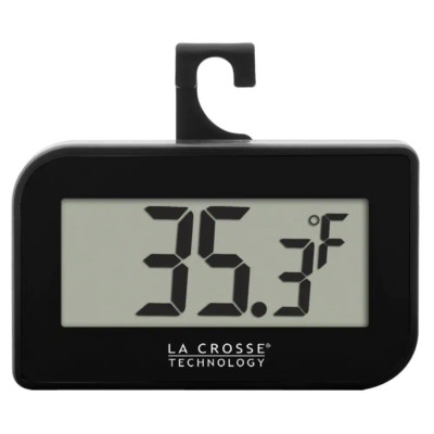 Small Digital Thermometer w/Multi-Functional Hook Easy-Instant-Read Screen Black