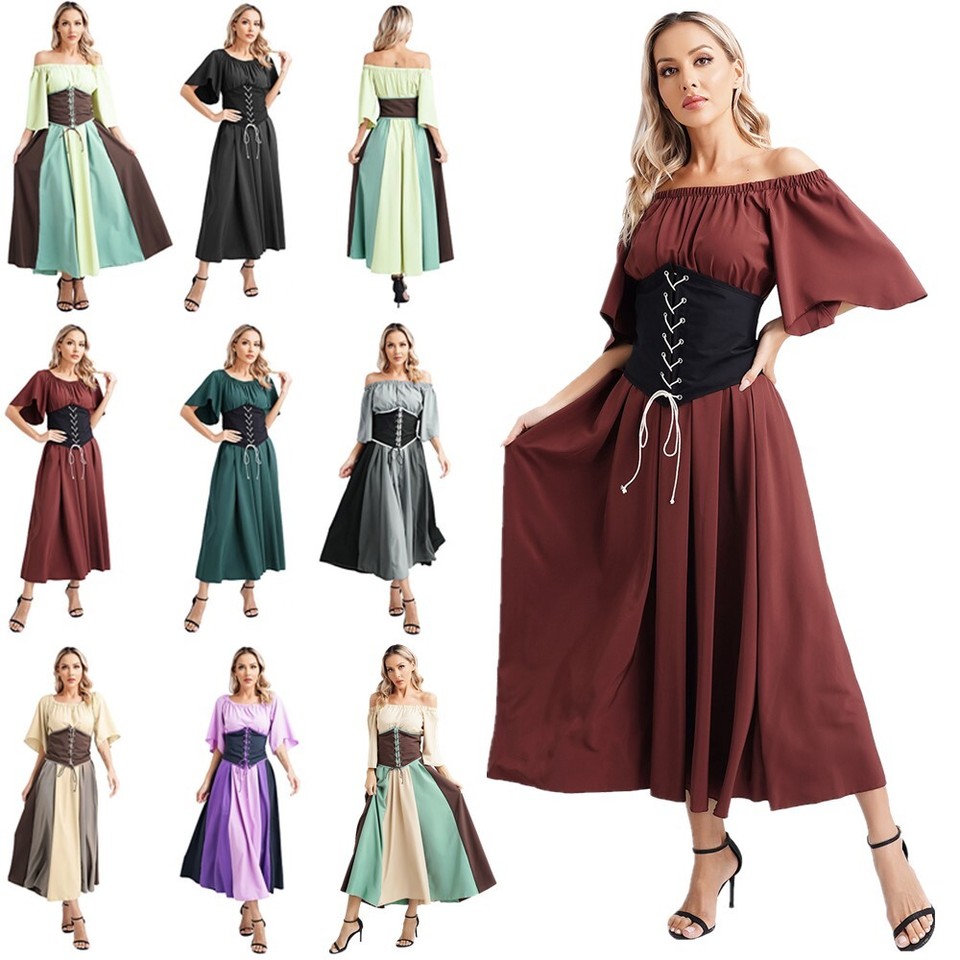Women's Dresses Irish Outwear Medieval Maxi Outfit Trumpet Dress ...