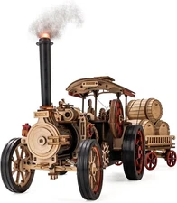 3D Puzzle Wooden Building Toys Vintage Steam Engine Tractor Electric Car Model