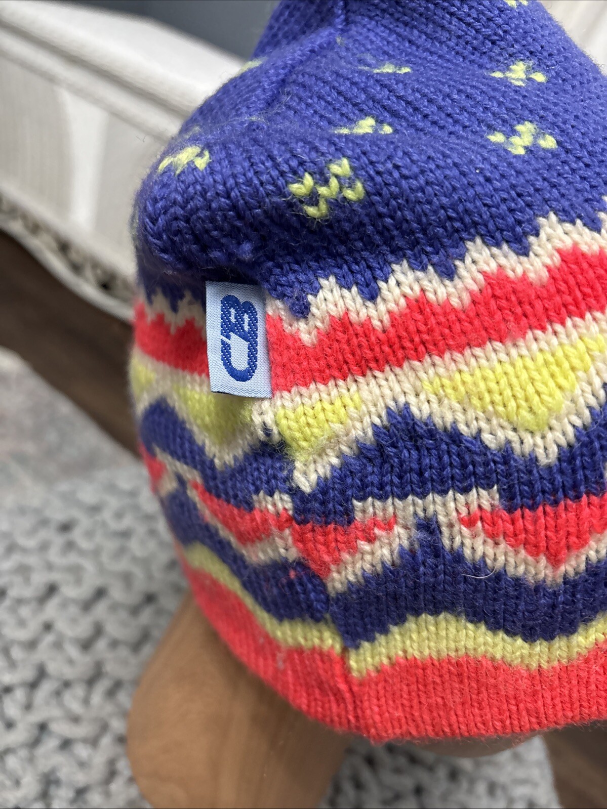Vintage 90's CB  Winter SKI APRES Beanie Cap Hat Retro Wool Blend Rare Neon image 4