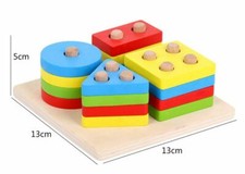 Geometric Sorting Board / Sort  Stack Shapes / Montessori Infant Toddler Toy