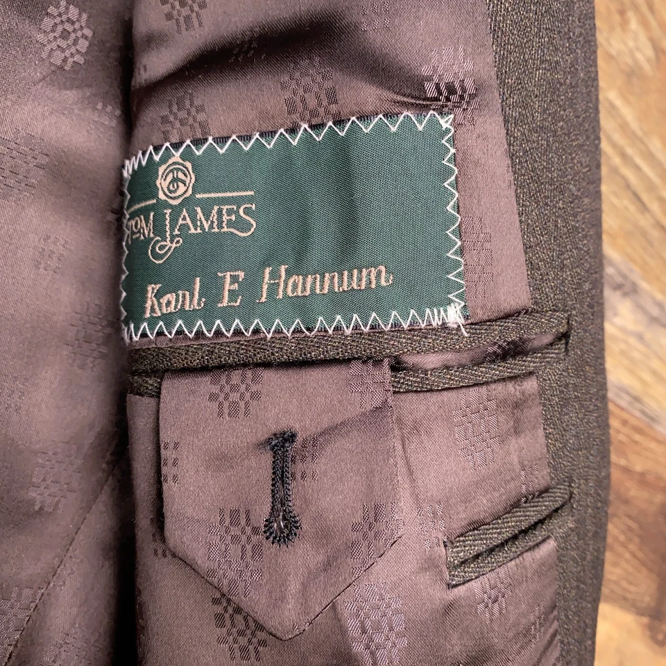 Traje Tom James Vintage Doble Pecho 2 Piezas 42R Verde Lana Pantalones 29x34 Foto 4 de 4